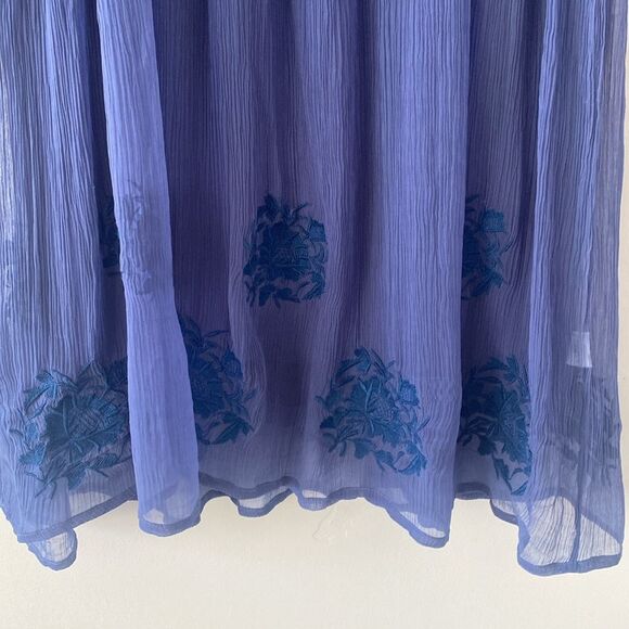 Sundance Led By Dreams Dress Blue Embroidered Floral Sheer XL Boho Old Money - Picture 10 of 12